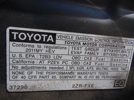 2011 Toyota Prius Gray 1.8L AT #Z22119